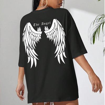 Γραφικό μπλουζάκι Dark Angel Back Wing Γυναικείο μπλουζάκι που αναπνέει στο δρόμο Βαμβακερό καλοκαιρινό μπλουζάκι ρούχα Street Casual γυναικείο μπλουζάκι