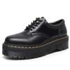 Thick Bottom Hole Punk Small Leather Shoes Women's Low Top, Genuine Leather British Round Head Casual Student Muffin Bottom Short