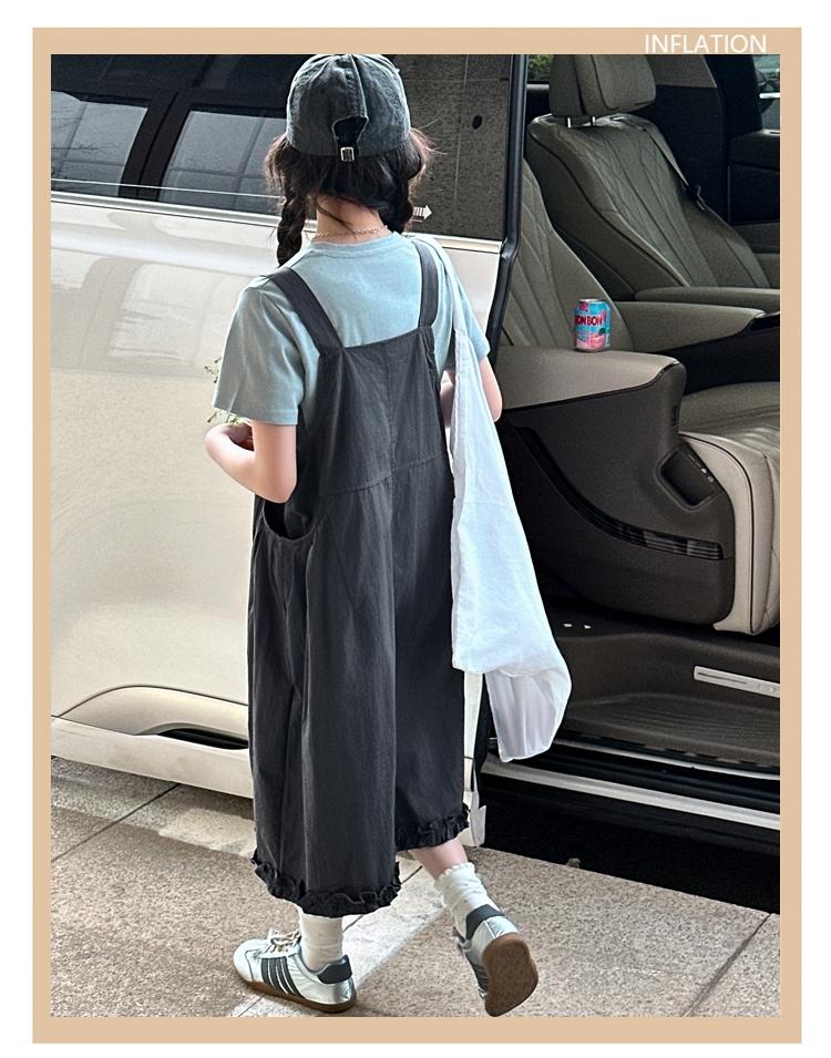 Girls' Summer Outfit Set 2026 New Korean Style Simple T-shirt Shoulder Strap Skirt Stylish Two-piece Set for Children