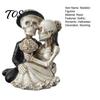 Anniversary Keepsake for Couples Gothic Skeleton Couple Figurine, Spooky Resin Halloween Skull Lover Statue, Day of Creepy Romantic Room Decor