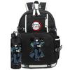 2Pcs/set Anime Demon Slayer Printed Backpack with 750Ml Water Bottler for Teenager Student Girl Boy Large Capacity Waterproof Bookbag Gift