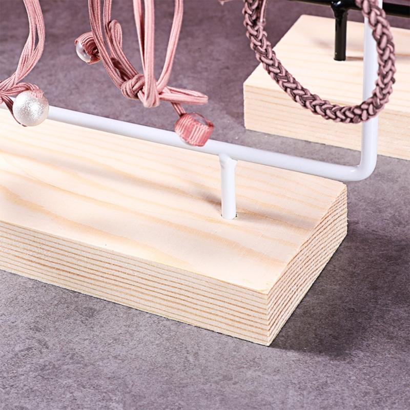 Wood Base Earring Display Stand with 3 Tiers and 15 Hooks Jewelry Presentation Rack Stylish Accessory Organization Shelf