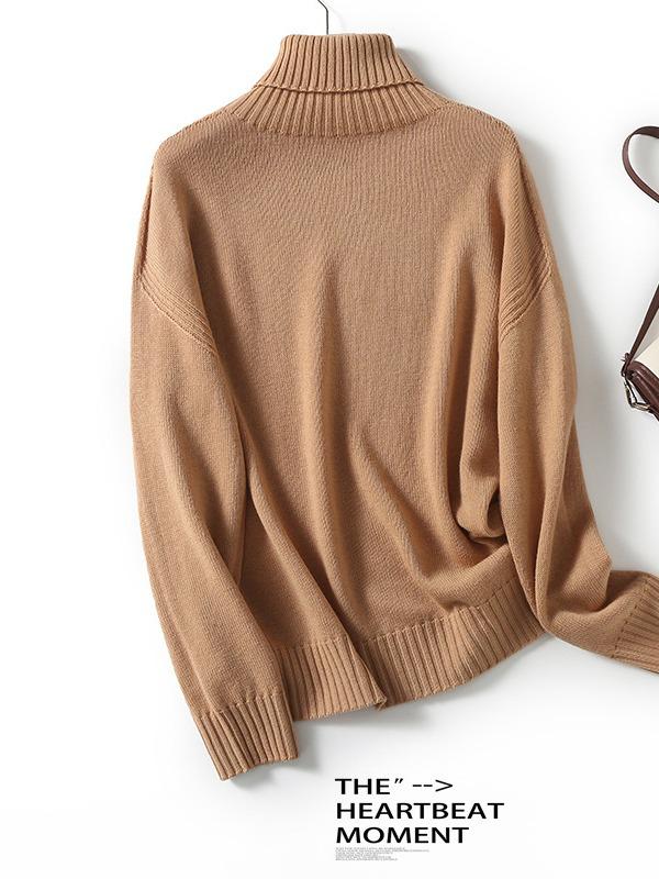 Same Brand Women's Red High-Neck Wool Sweater, Warm for Autumn/Winter, BN606