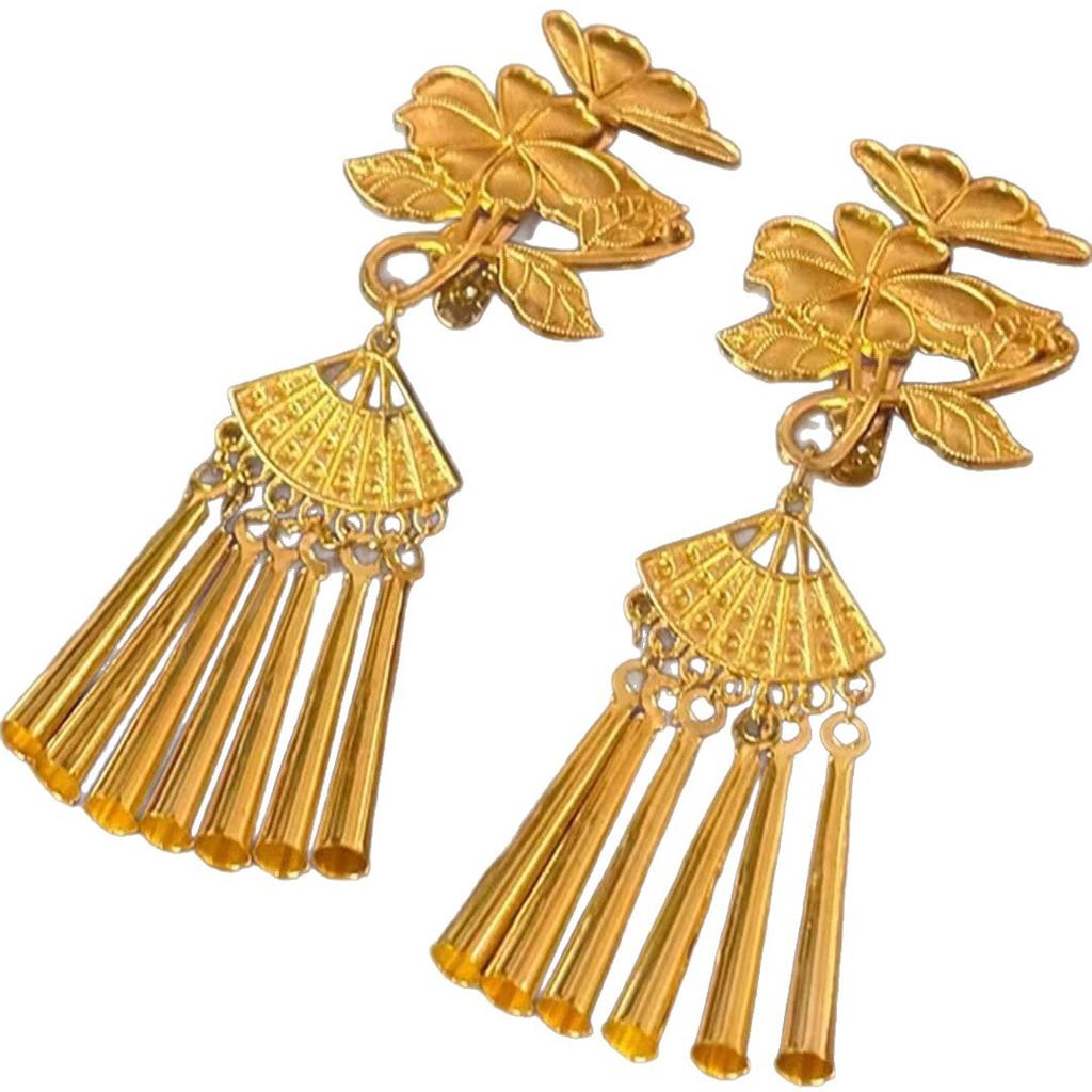 Yu Shuxin Golden Flower Tassel Hairpin Female New Chinese Style Photo Atmosphere Side Clip Headgear