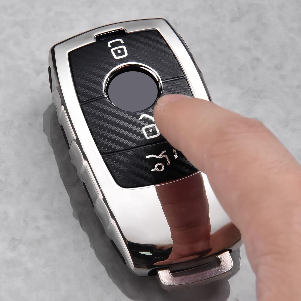 [OATSBASF] Benz Key Case, Benz Key Cover, Carbon Fiber, 360° Full Protection, Scratch Prevention,
