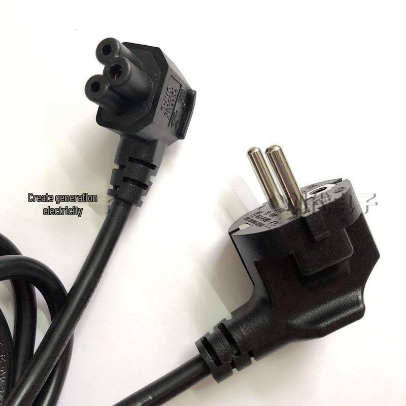 CE Standard EU Power Cord, 3-Pin CEE 7/7 Plug, Schuko Connector, 3-Core Computer Clover Leaf Connector, 90° Angled