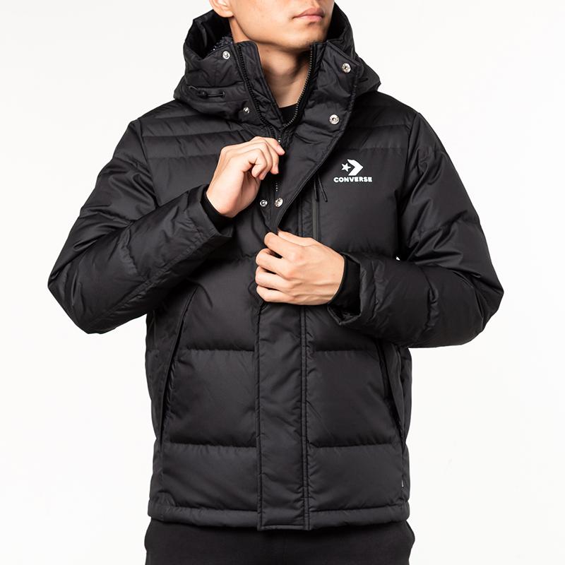 Converse Down Jackets Men's Black Hooded Moderate Other 10019321-A02