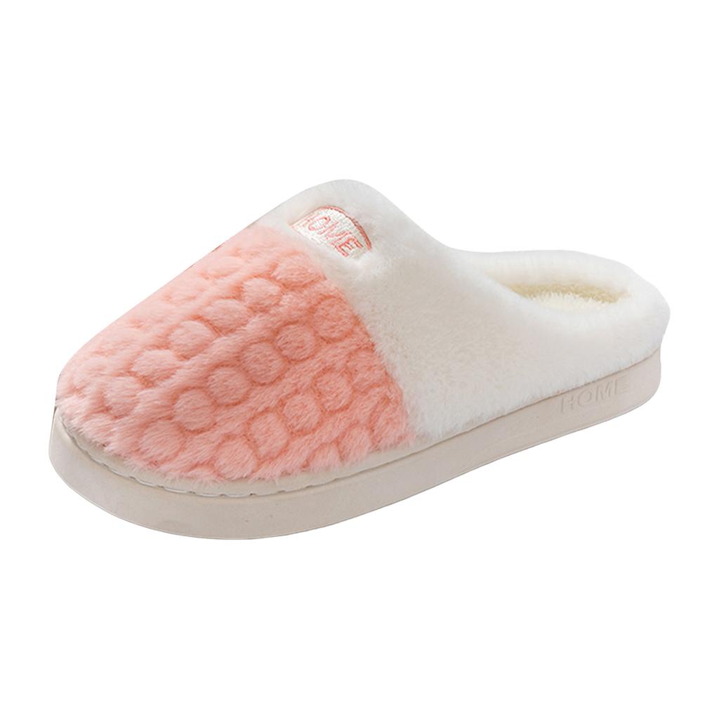 Women's Casual Versatile Plush Slippers Warm Thick Sole Wear Warm Cotton Slippers Womens Slippers with Bow