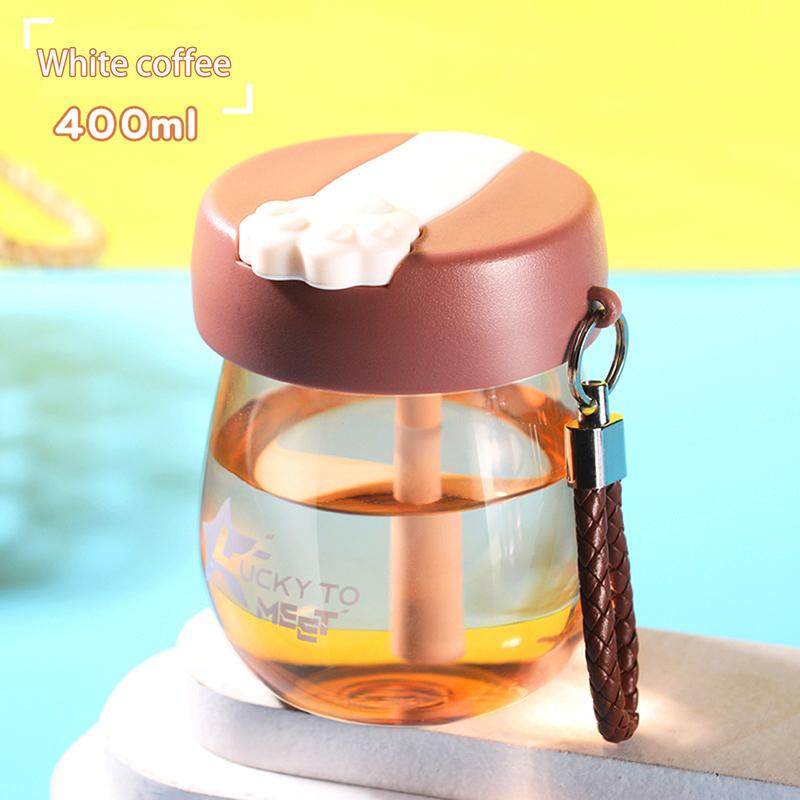 

400 мл Мультяшная пластиковая чашка Вместимость Милая чашка Студенческая Портативная чашка с соломинкой Чашка для воды для мальчиков и девочек кофейный