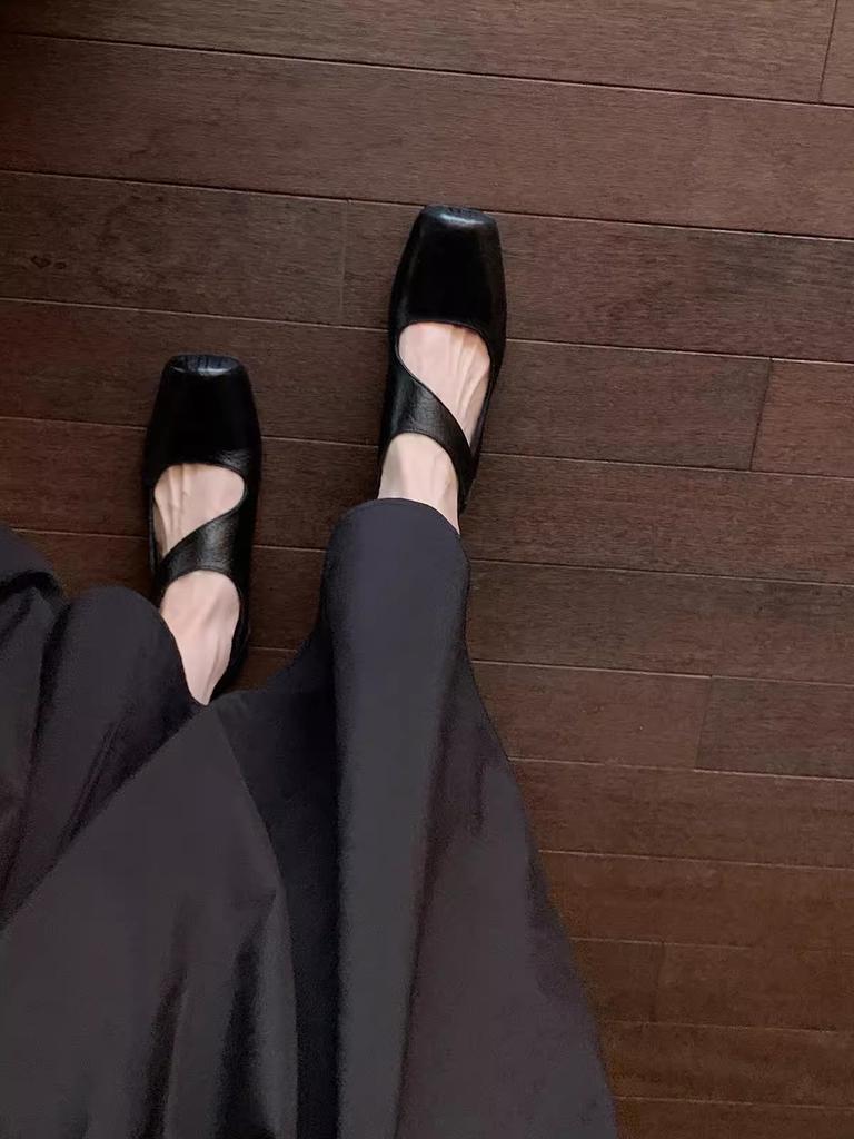 Fashion Fashion Mary Janes Women Pumps Comfortable Genuine Leather Ankle Strap Thick High Heels Shoes Retro Square Toe Women Shoes