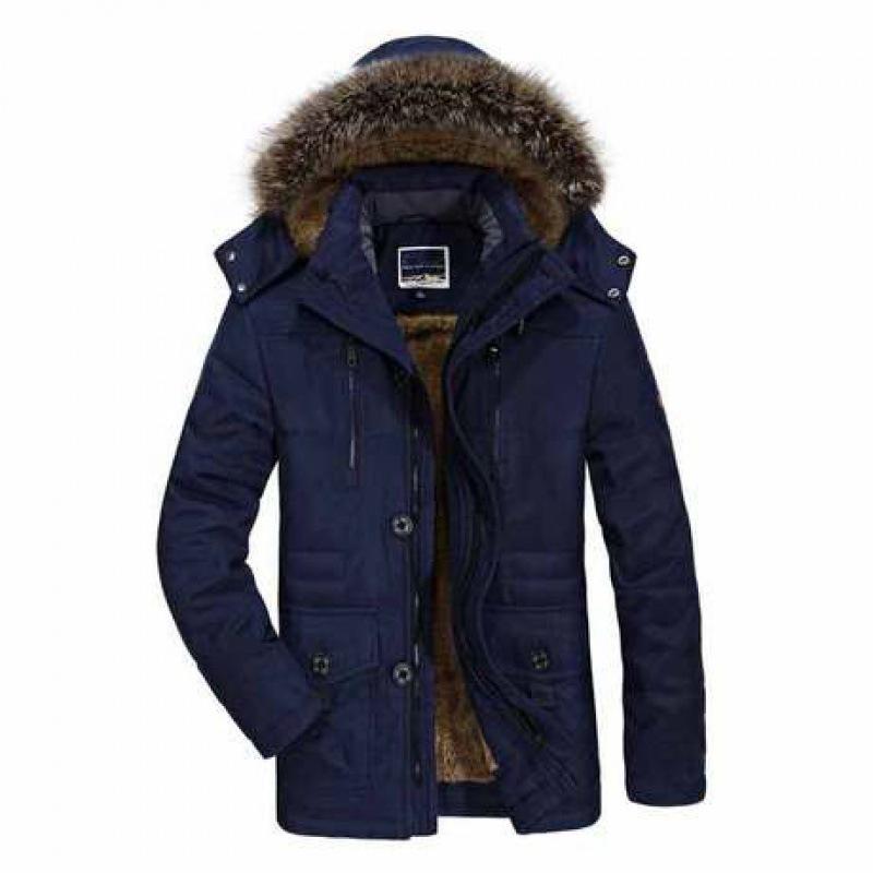 Men's Medium-Long Hooded Winter Jacket - Thick, Warm, Cotton Padded, Plus Size for Middle-Aged & Elderly