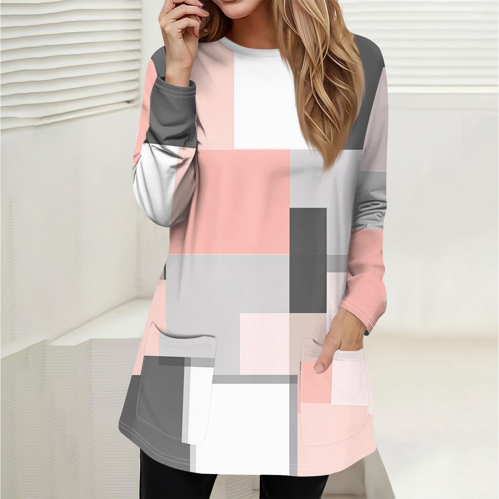 

Женская толстовка, пуловер, спортивная одежда, карман, принт, повседневный топ с круглым вырезом и длинными рукавами XXXL светло-розовый