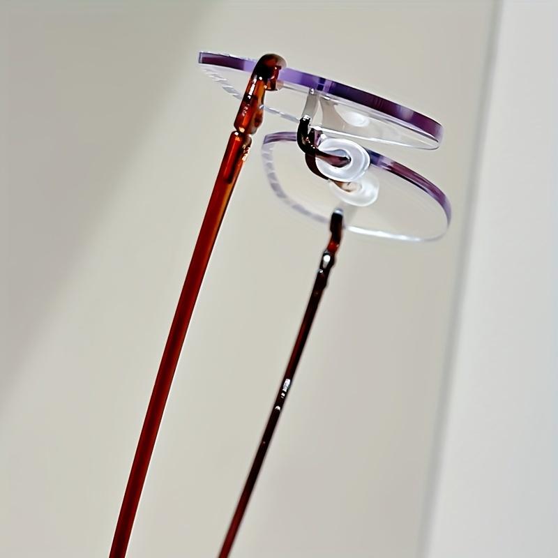 Elegant Floral Pattern Fashion Rimless Geometric Reading Glasses, Unisex Vintage Eyewear, Anti-Radiation Computer Glasses