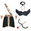 Mens Cupid Angel Costume Contrast Color Heart Skirt Detachable Sleeves Wings Set