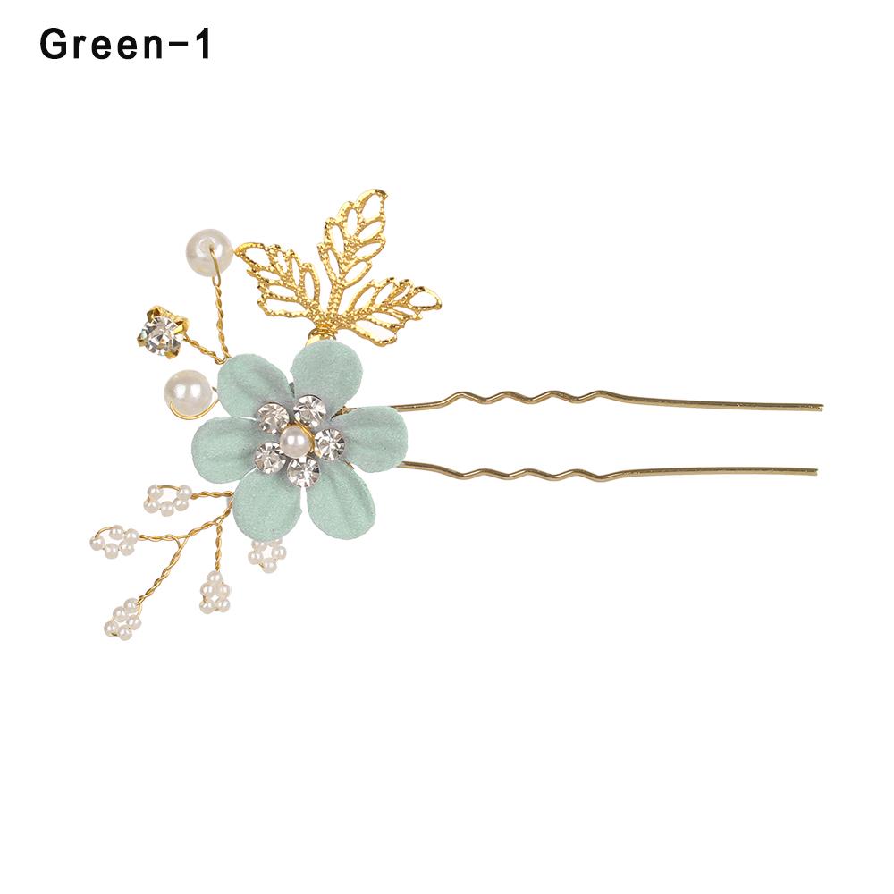Fashion Elegant Blue Flower Women Hair Combs Headdress Prom Bridal Wedding Hair Accessories Gold Leaves Hair Jewelry Hair Pins
