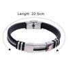 Bracciale rigido da uomo con chiusura a polsino in gomma punk nera in acciaio inossidabile