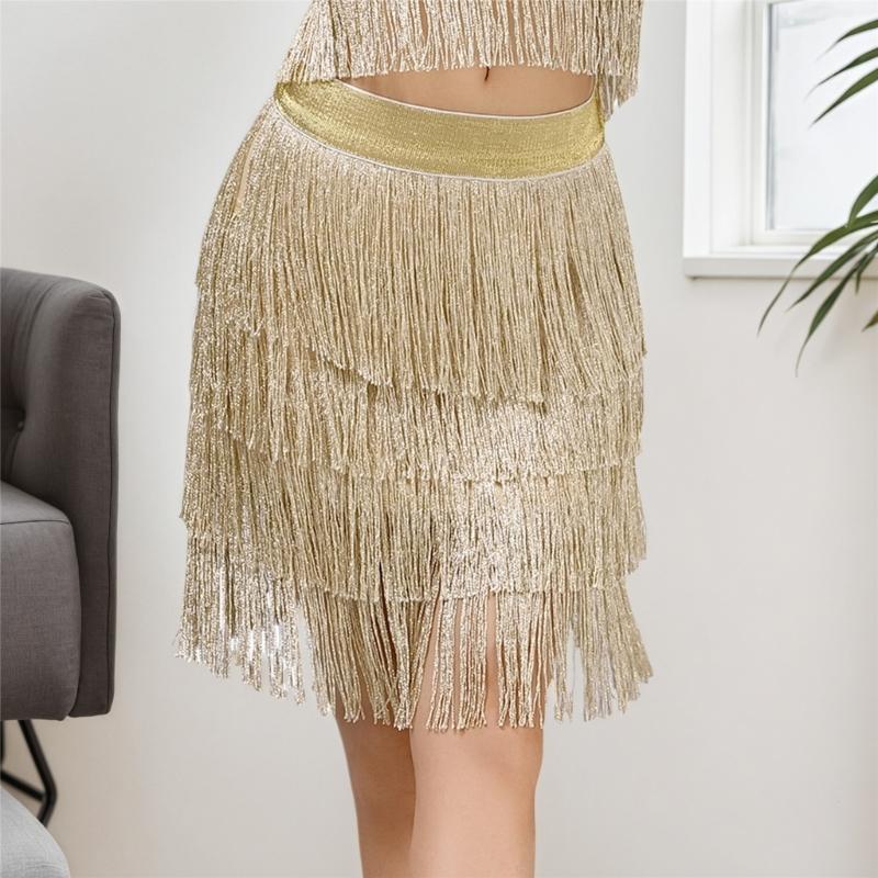 Competition Ready Latin Dance Dress Body Stretch Fabric Multi Layer Swing Fringe Professional Performances Wear