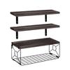 Wall Mounted Shelf Rustic Wooden Bathroom Wall Shelf with Metal Basket Over Toilet Floating Storage Organizer Rack for Home