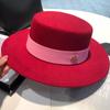 Internet celebrity basin hat children British retro M standard elegant flat top hat spring and autumn big eaves black bucket hat female tide