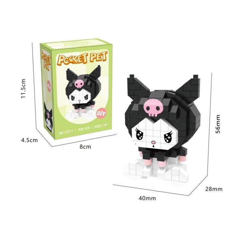 S Giocattoli Cartoni Animati Action Figure Blocchi da Costruzione Sanrio Kuromi Stitch Figure Anime Micro Blocchi Giocattoli Educativi per Bambini