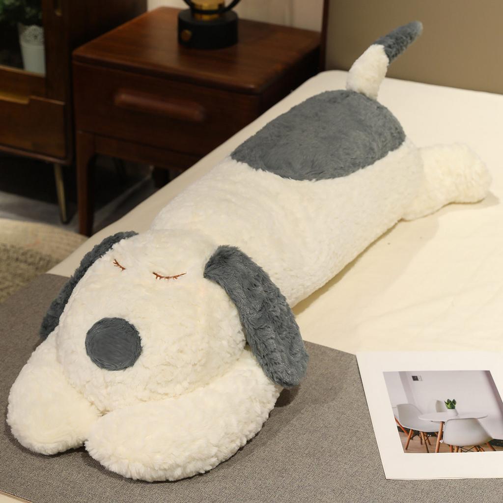 Kawaii Cartoon Puppy Long Pillow Soft Cozy Doggy Plush Doll Warm Lovely Sleeping Throw Pillow Lovely Home Decor Kids Companion