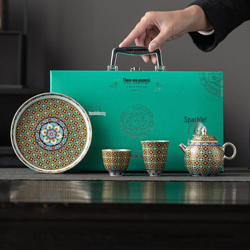 

Su s Ceramic Gilded Silver Dunhuang Teapot Set