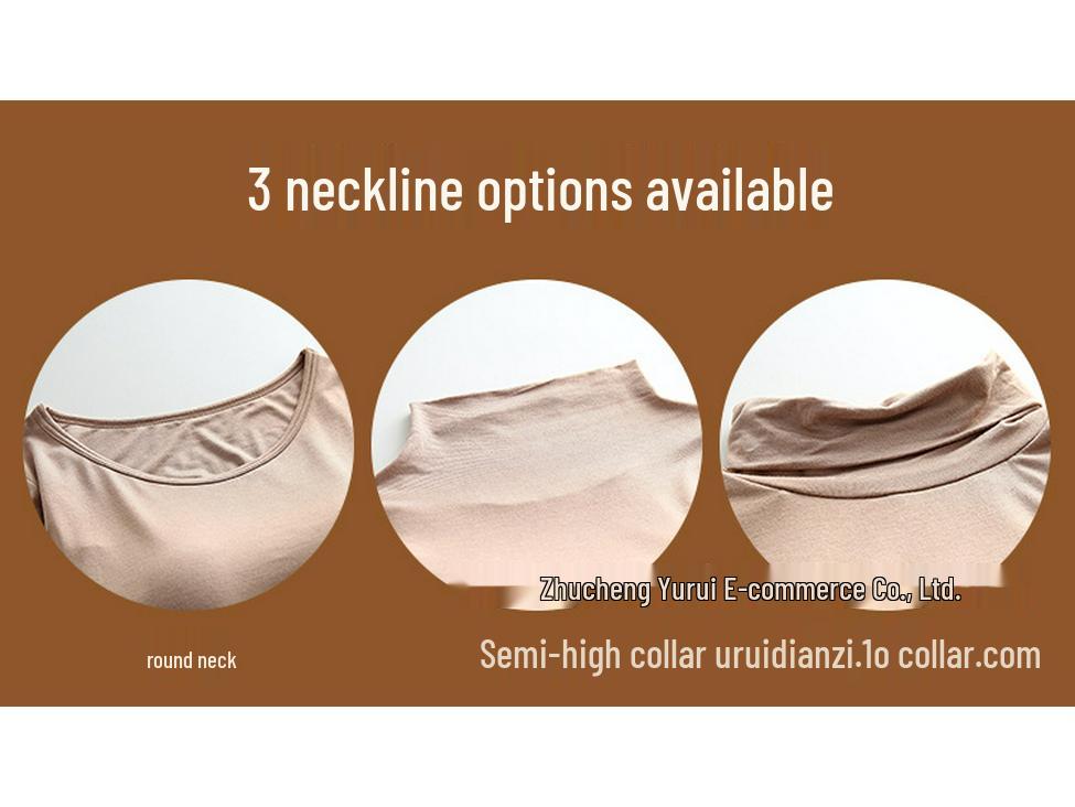 Damska wyściełana koszulka modalowa z wysokim dekoltem i długim rękawem z wbudowanym biustonoszem