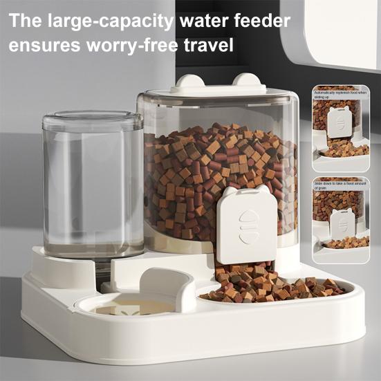 Automatic Cat Feeder And Water Dispenser 2-in-1 Detachable Non-Electric Pet Food Feeder And Waterer Set for Cats And Small Dogs