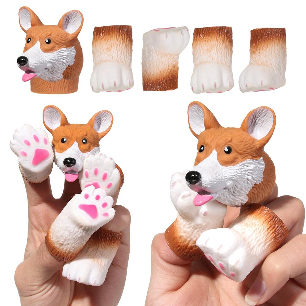 Kids Toys Dog Squirrel Cat Finger Dolls Hand Puppet Props random combination
