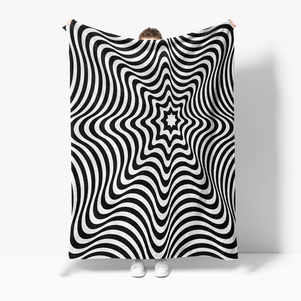 Psychedelic Optical Illusion Striped Blanket Abstract Wave Pattern Bedding Cool Teen Girl Gift Home Decor Fashion Throw Blanket 75x90cm