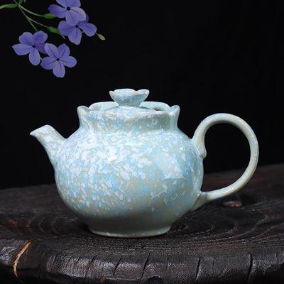 Cerâmica áspera construída pote neve flor chá bule cerâmica conjunto de chá vintage chá fazendo ocidental shi pote tianmu esmalte folha chaleira chaleira