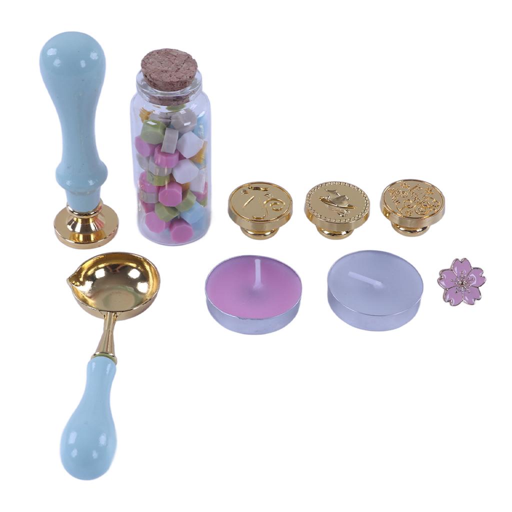 Wax Sealing Stamp Set Exquisite Fire Paint Wax Candles Brooch Replaceable Stamps Set for Envelope Ca