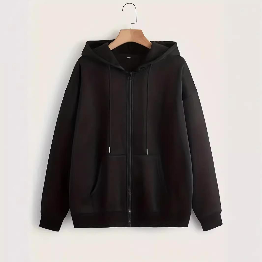 

New fashion trend simple zipper hooded versatile casual jacket sweater loose plastic zipper top wholesale XXXL
