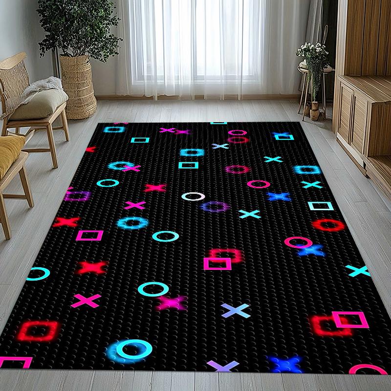 Tecknad Spel Spelare Zon Kontroller Logotyp Vardagsrum Halkfri Matta Mjuk Matta för Sovrum Lekrum Soffa, Heminredning Dörrmatta