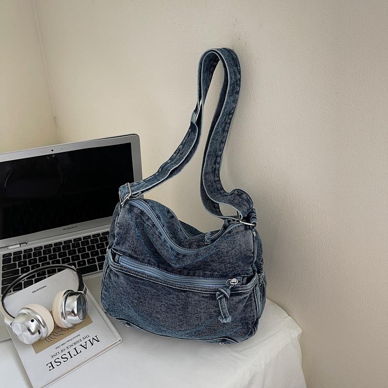 Denim Bag Women's Large Capacity Shoulder Crossbody Bag Vintage Commuter Bag