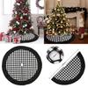 Premium Quality Black Checkered Christmas Tree Skirt With Sophisticated Design