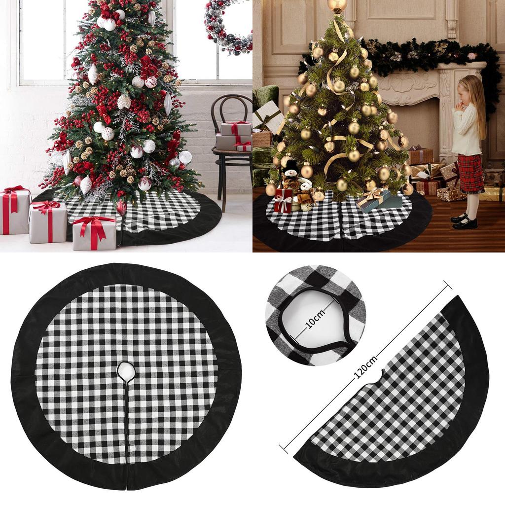 Premium Quality Black Checkered Christmas Tree Skirt With Sophisticated Design