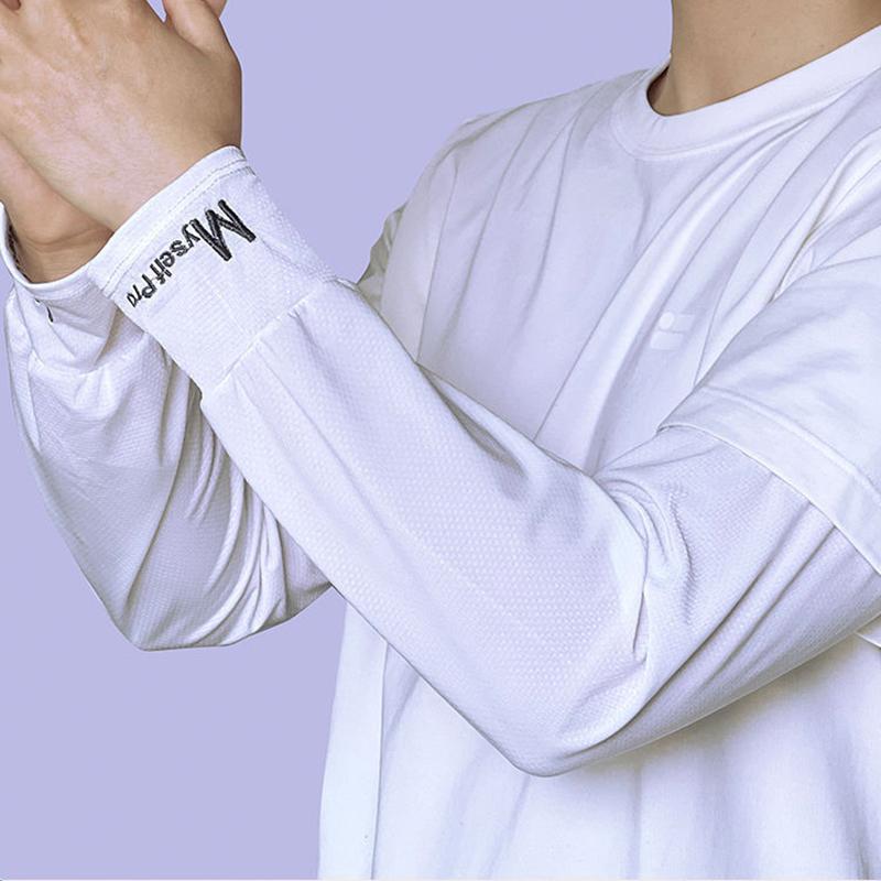 

Ice Silk Sleeves Women Summer Sun Protection Men Fishing Cycling Breathable Two-Finger Non-Slip Gloves Arm Warmer Driving Sleeve белый