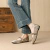 W712-23 Summer Flat Heel Single Shoes Women's Sweet Flat Shoes Pearl One-word Mary Jane Four-season Single Shoes