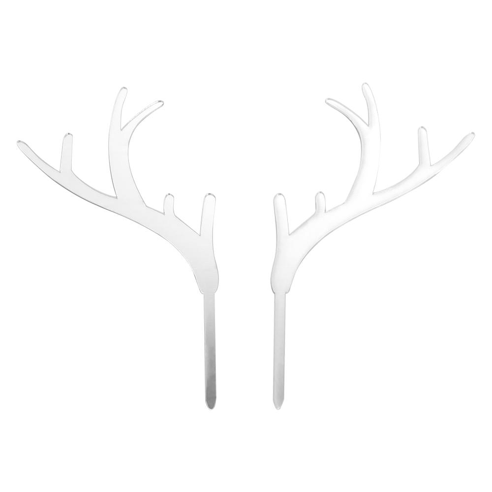 

Birthday Baby Shower Acrylic Xmas Elk Gold Silver Deer Antler Christmas Decoration Cake Topper Party Supplies