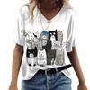 Magliette da donna 3d con scollo a V Stampa grafica gatti carini Manica corta Estiva Moda Kawaii Magliette casual Abbigliamento femminile divertente
