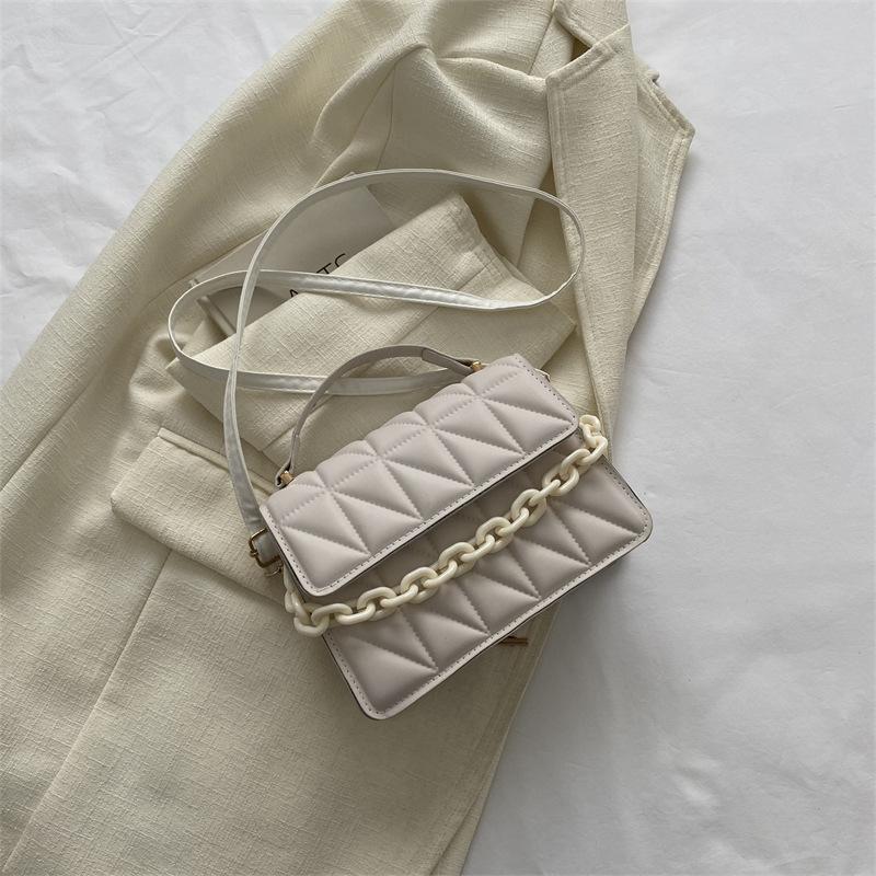 Simple Design Retro Portable Small Square Bag Women's Bag 2025 Autumn and Winter New Chain Bag Shoulder Messenger Bag Diamond Bag