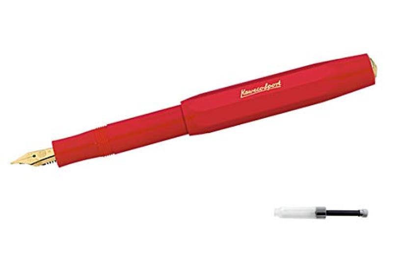 Kaweco Classic Sport Fountain Pen with Mini Medium Officially Imported Converter, Nib, CSFP-RD, Red,