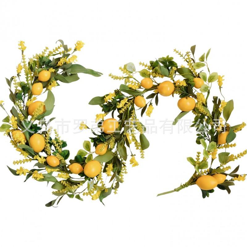 Artificial Lemon Peony Wreath Wall Hanging Decor Door Home Festival Party Decoration