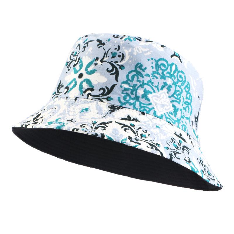 New Polished Printed Pot Hat Double-sided Bucket Hat Outdoor Travel Visor