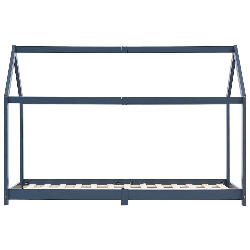 Kids Bed Frame Grey Solid Pine Wood 90 x 200 cm