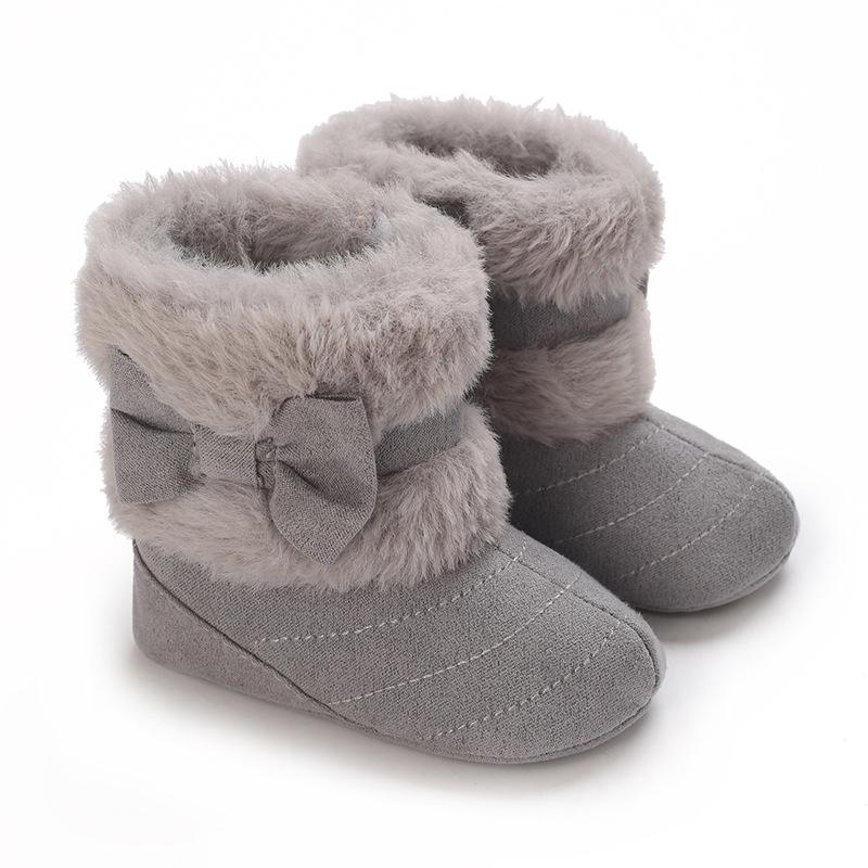 0-18M Babyschuhe Mädchen Winter Plüsch Komfort Schneestiefel Niedliche Schleife Baumwollschuhe Baby Weichbesohlt Rutschfest Kleinkindschuhe