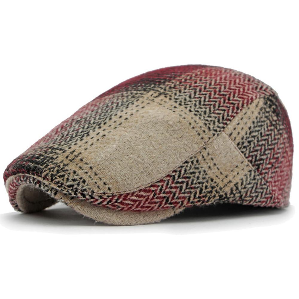HT4903 Beret Cap New Autumn Winter Wool Beret Hat Women Plaid Artist Painter Hat Male Female Ivy Flat Cap Adjustable Mens Berets