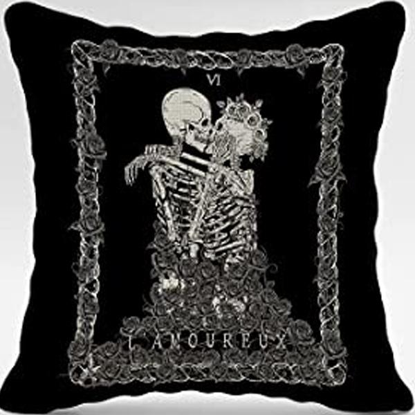 

New Funny Skull Print Pillowcase Halloween Home Sofa Decoration Cushion Cover Bedside Pillow 45 * 45Cm [without core]