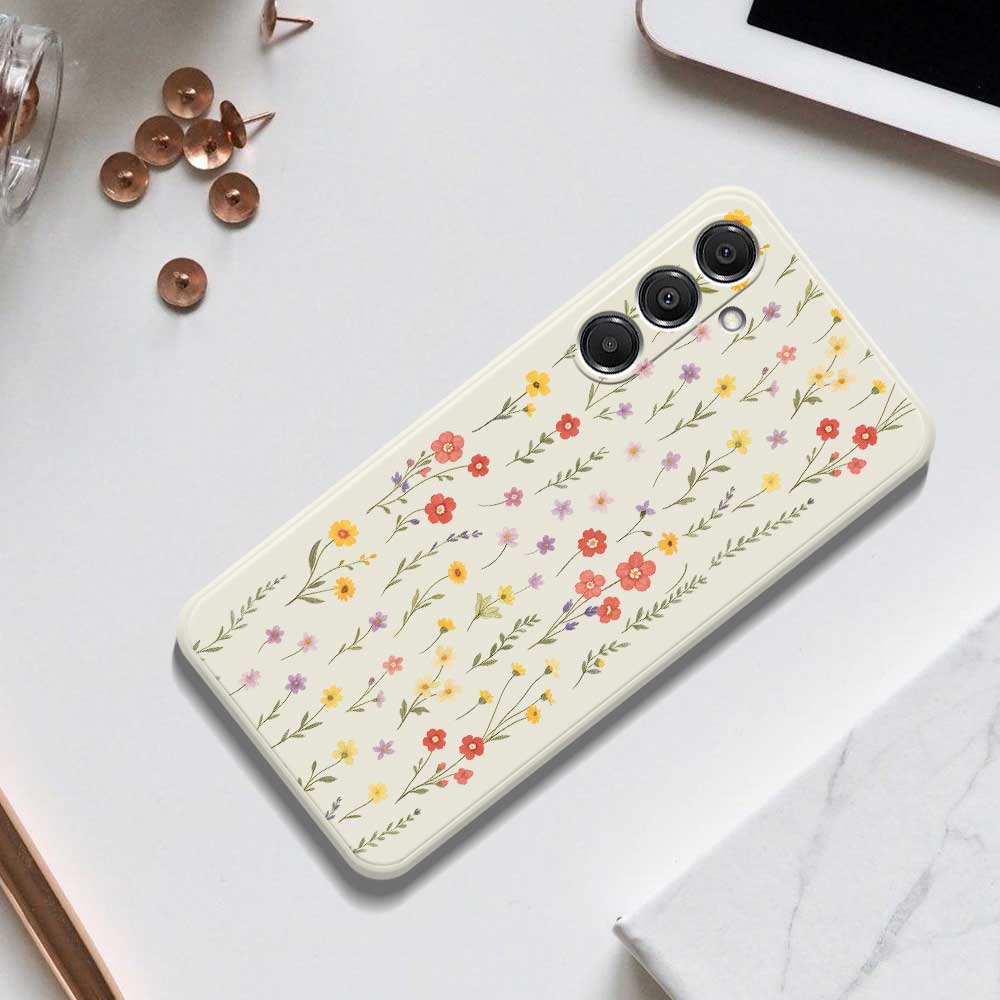 For Samsung Galaxy A16 5G/4G Case Flowers and Grass Pattern Printing Straight Edge TPU Phone Back Cover